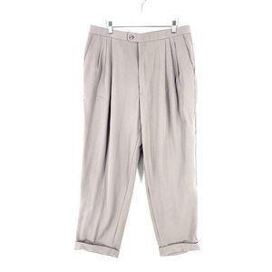 Greg Peters Gray‎ Beige No Belt Loops Wool Pleated Cuffed Dress Pants 34/27 High